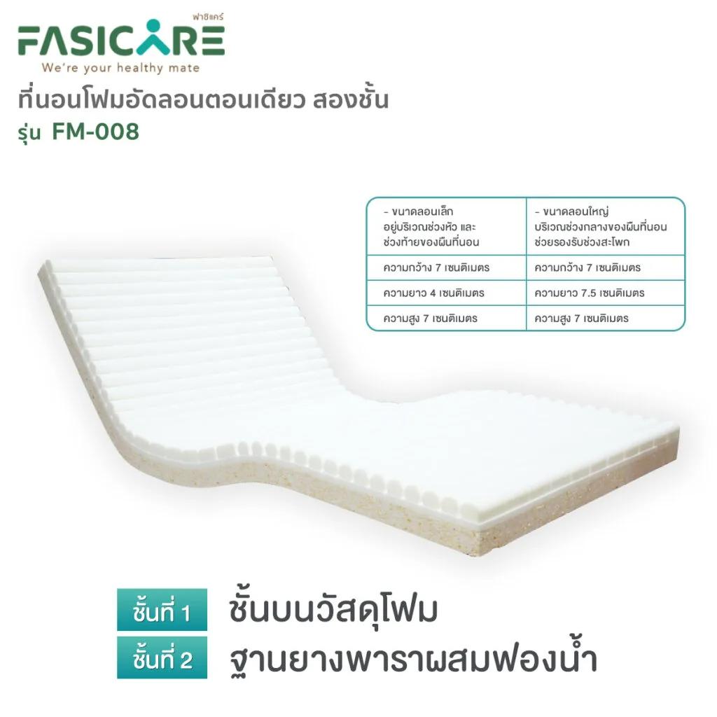 FASICARE ที่นอนโฟม+ยางพาราผสมฟองน้ำ 1ตอน หนา 12 ซม. หุ้ม PVC รุ่น FM-008